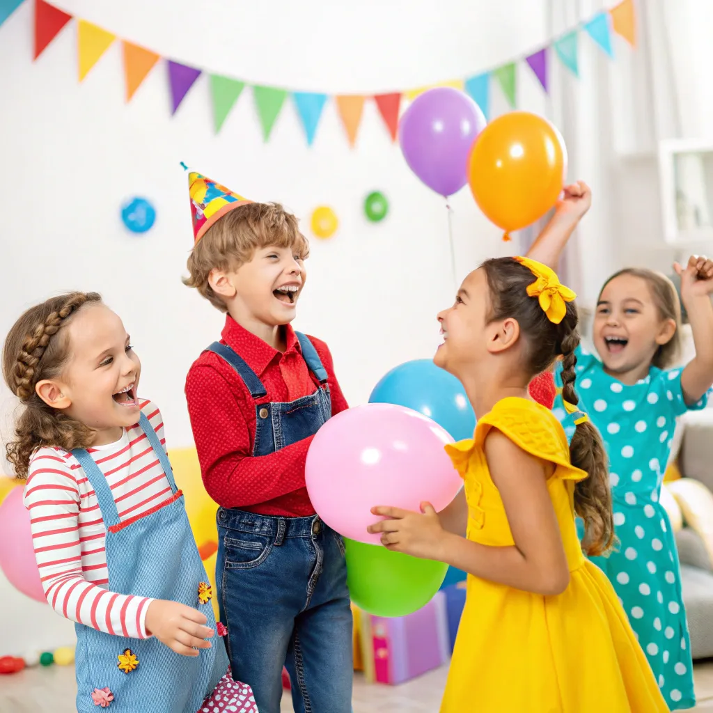 Group of happy kids at a party